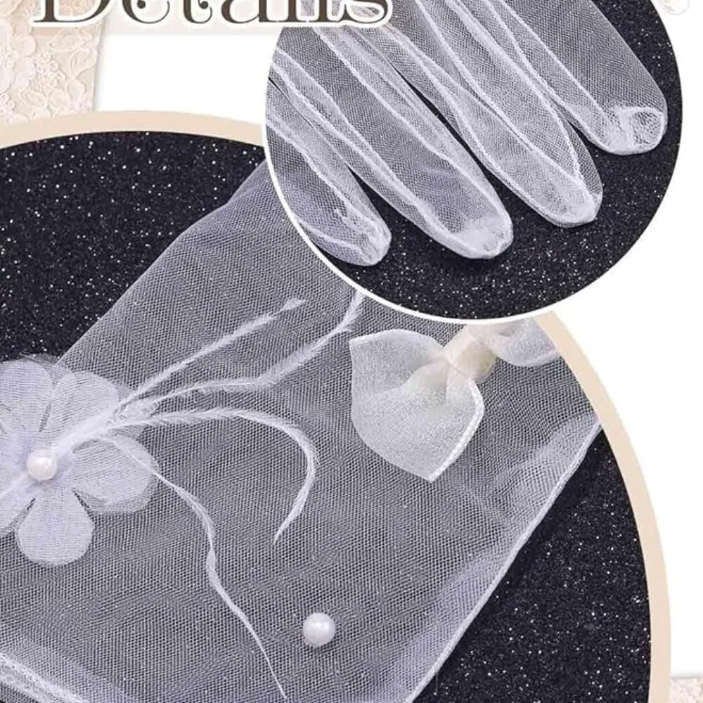 Lace Glove Pearl Tulle Gloves